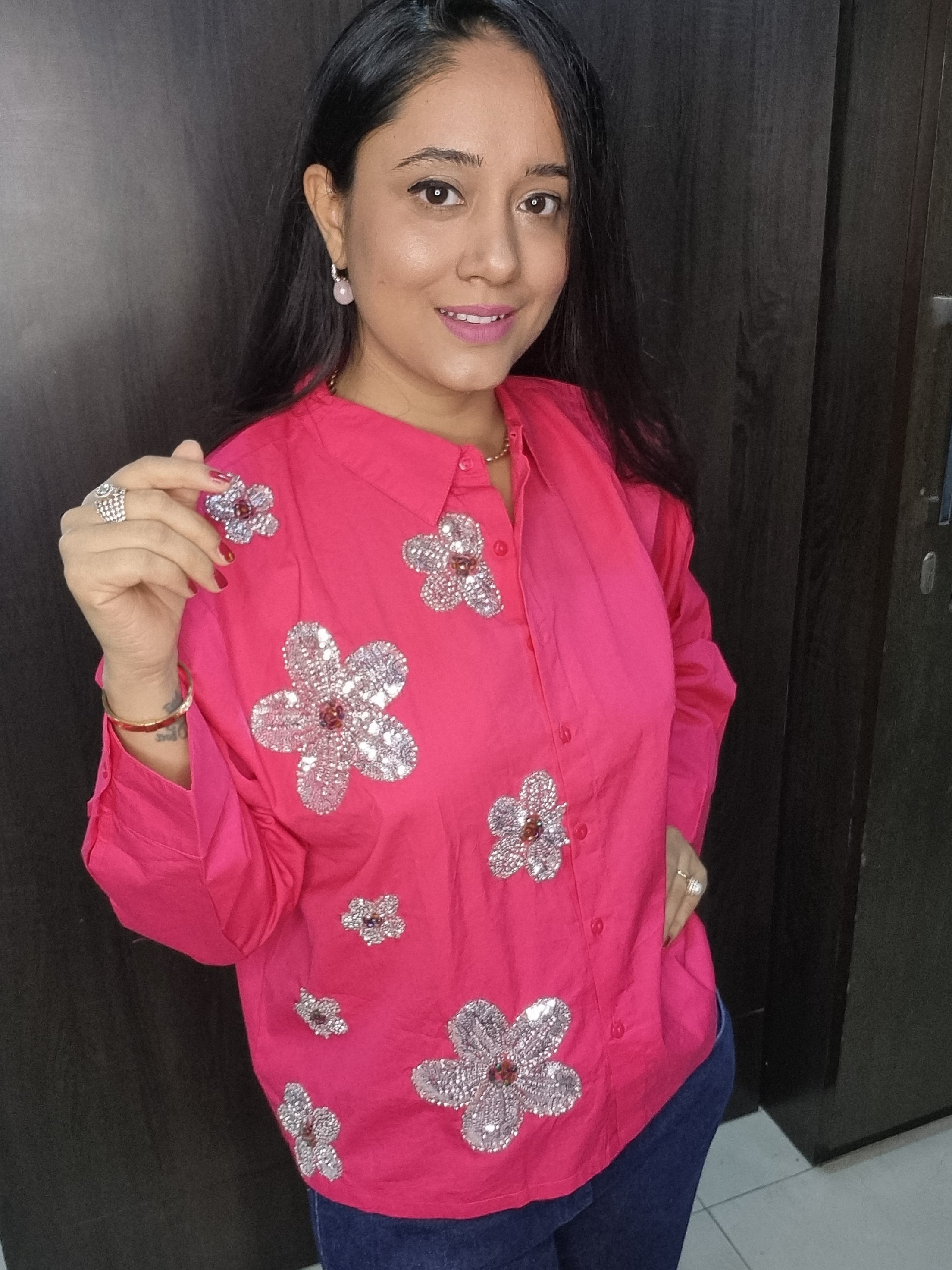 2100/- Fuscia cotton shirt