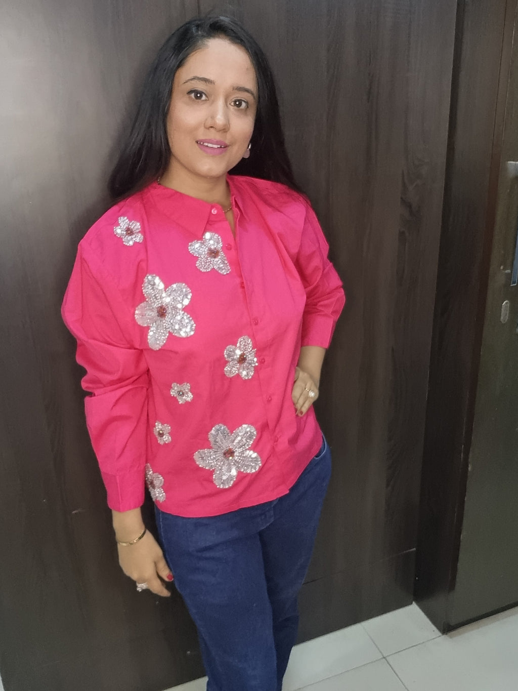 2100/- Fuscia cotton shirt