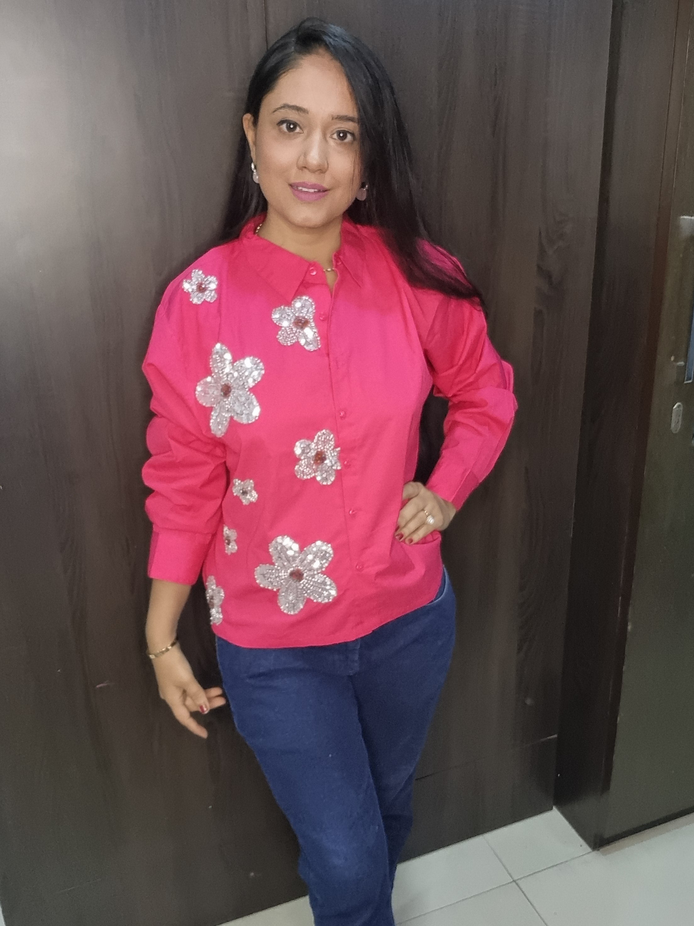 2100/- Fuscia cotton shirt