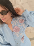 3500/- Denim top 3d handwork flowers