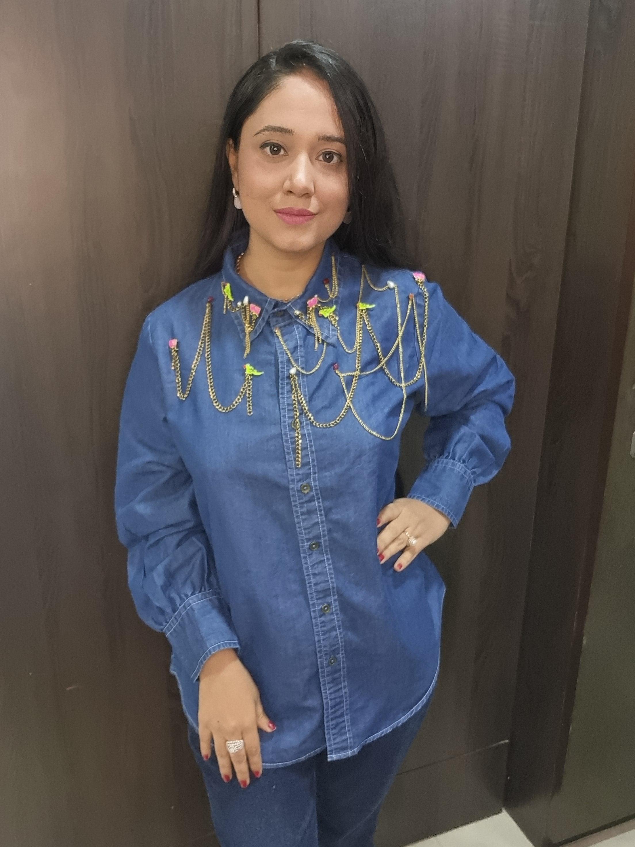 2500/- Chains denim shirt