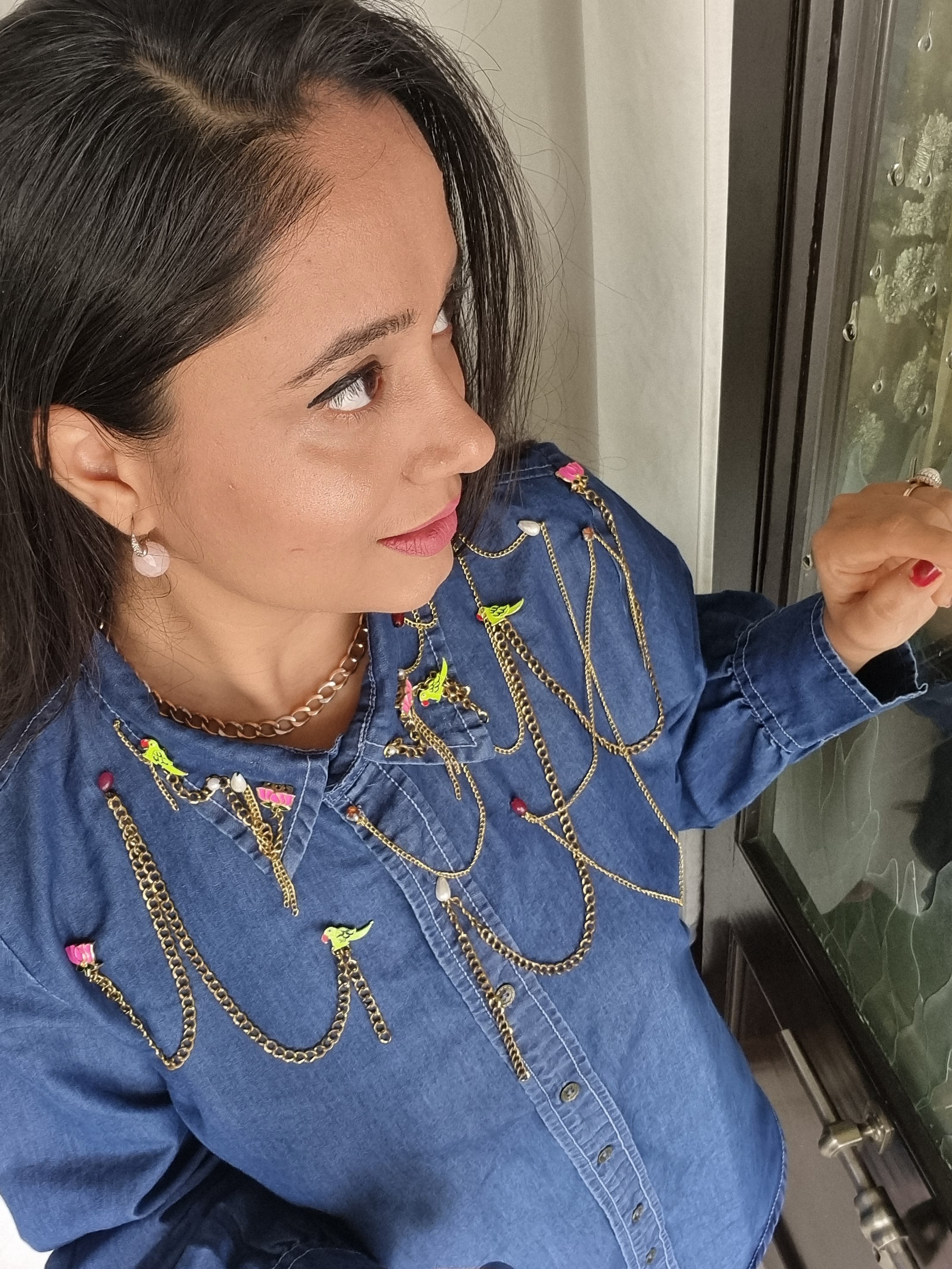 2500/- Chains denim shirt